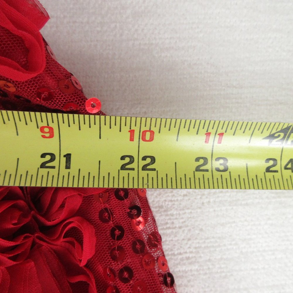American Princess Red Sequin Sleeveless Dress Size G10 Rosette Floral Embroidery - Picture 11 of 13